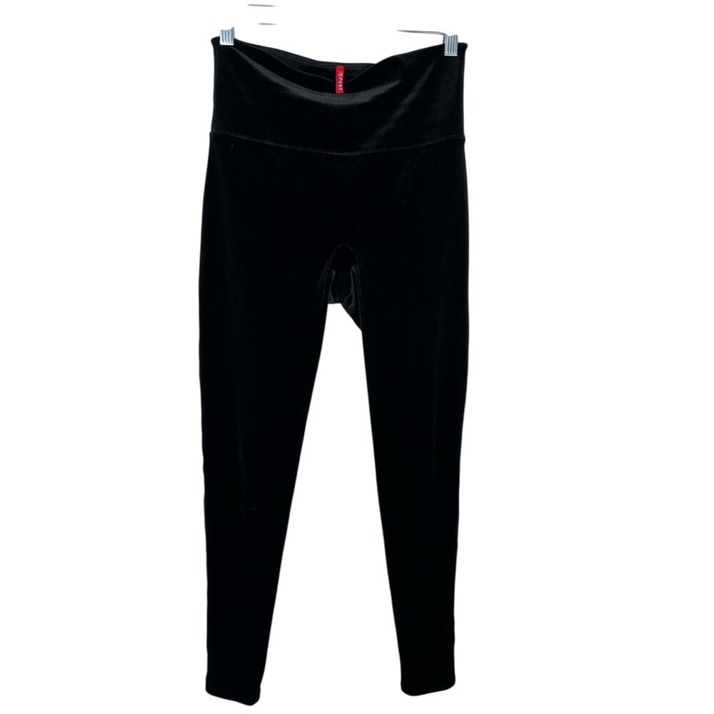 Spanx Velvet Leggings Women Large Black Excellent High Riseā Ankle Shaping